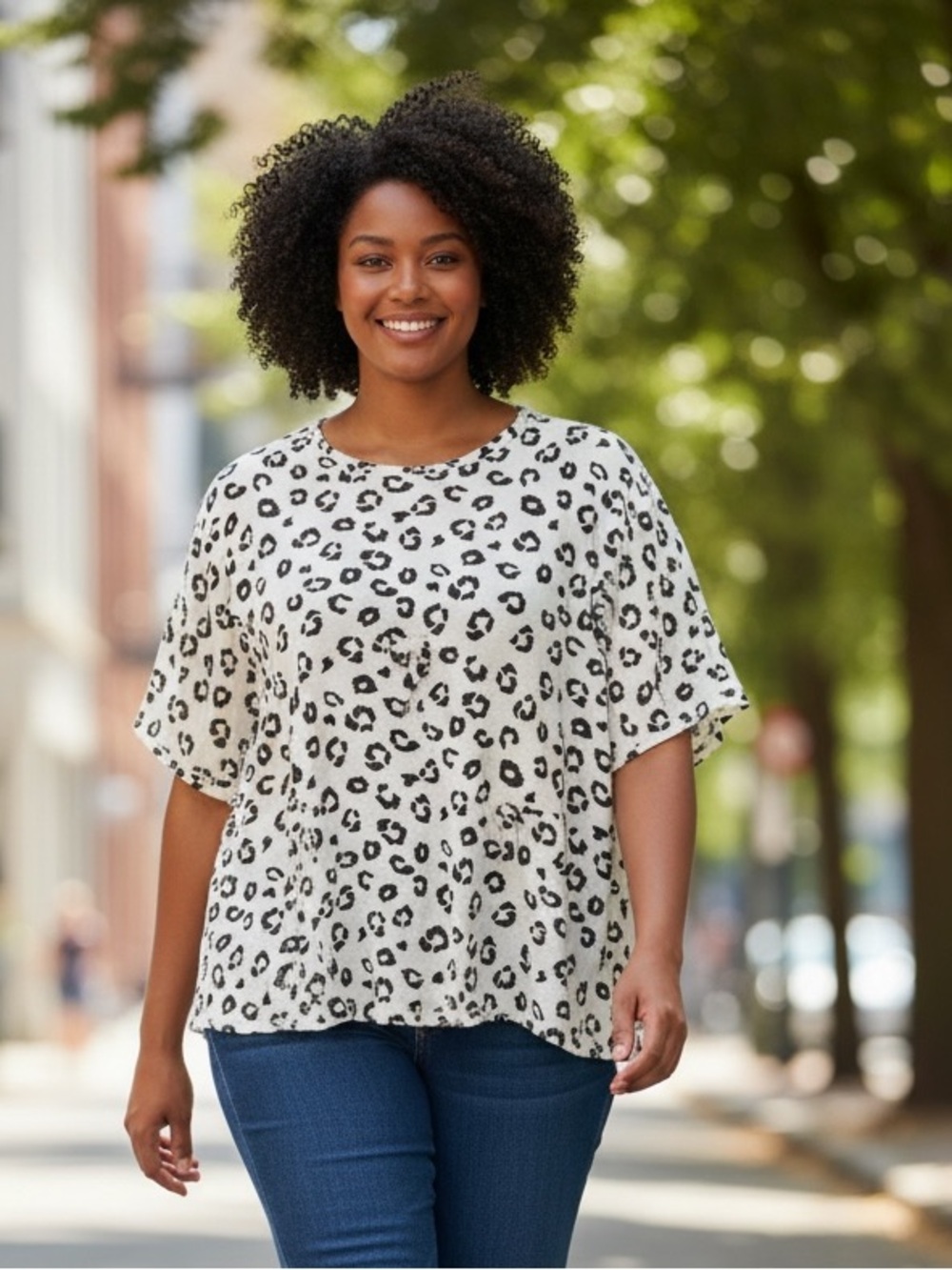 Amazon Women’s White Leopard Print Tunic Top